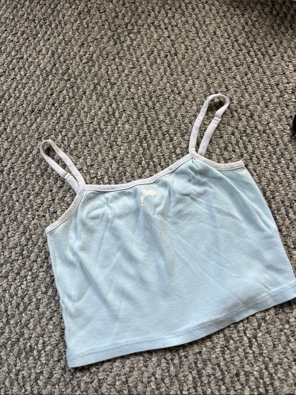 H&M Light Blue Cropped Camisole with White Trim